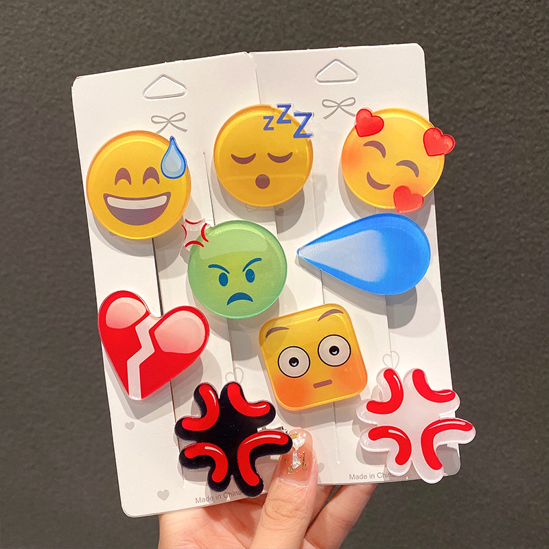 Women Accessories Dropshipping - Fashion Emojied Hairpin Speechless Sweat Angry