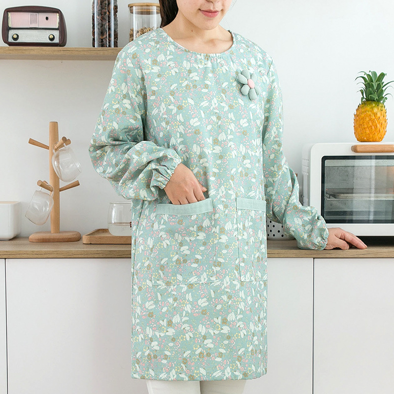 Women Kitchen Accessories - Women's Cotton Long Sleeved Apron Waterproof
