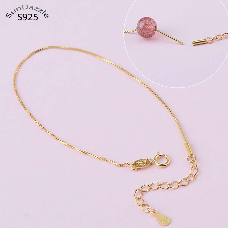 Beaded Anklet Chain - Real Solid 925 Sterling Silver Necklace