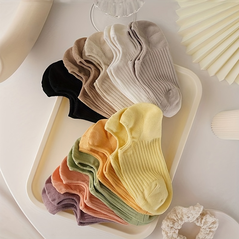 Women'S Ankle Accessories - 5 Pairs Colorful Ribbed Short Socks,