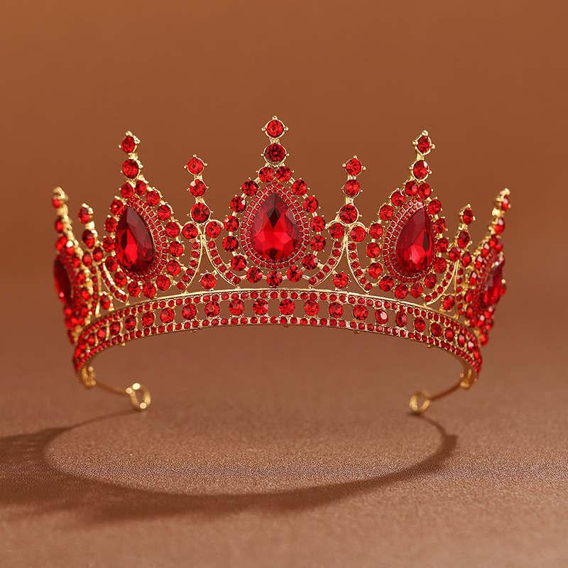 Women Accessories Dropshipping - Baroque Queen Green Crown Crystal Tiaras