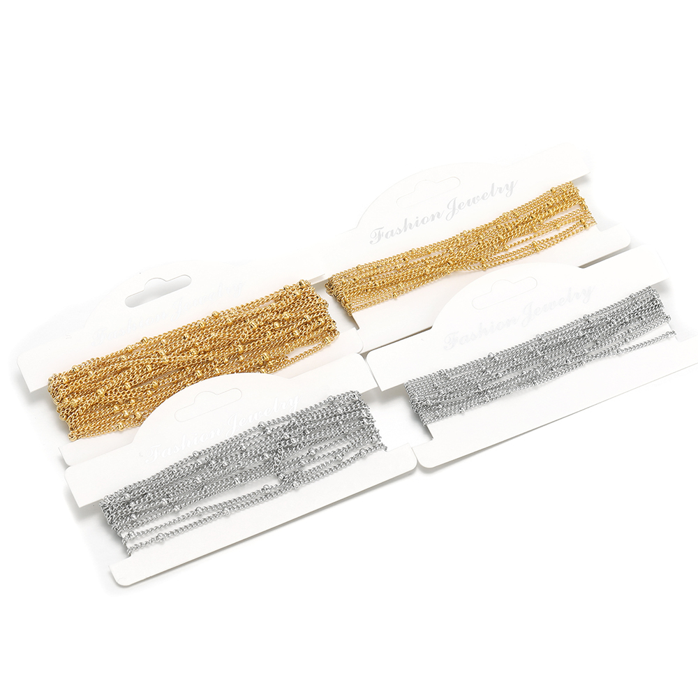Beaded Anklet Chain - 2 Meters Stainless Steel Gold Beaded