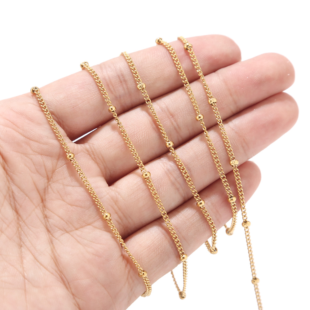 2 Meters Stainless Steel Gold  - Beaded Anklet Chain recension och pris