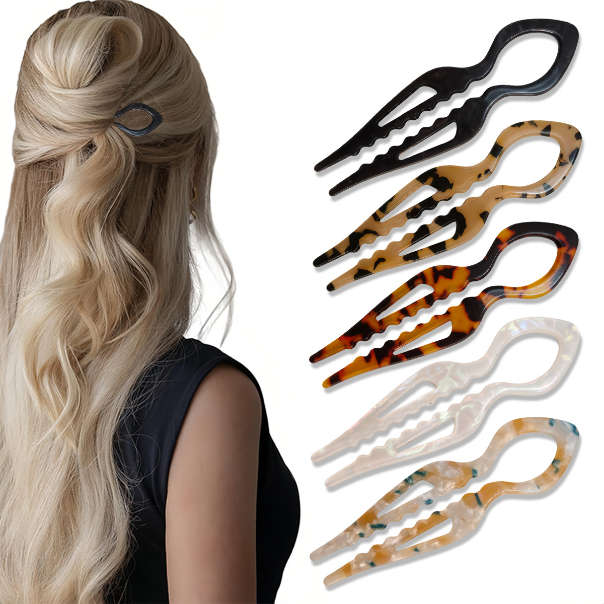 U-Shaped Hair Sticks Tortoises - Women Accessories Wholesale recension och pris