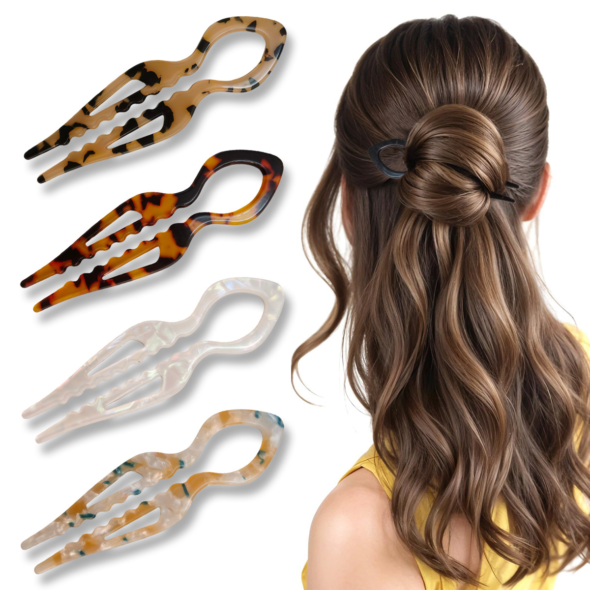 U-Shaped Hair Sticks Tortoises - Women Accessories Wholesale recension och pris