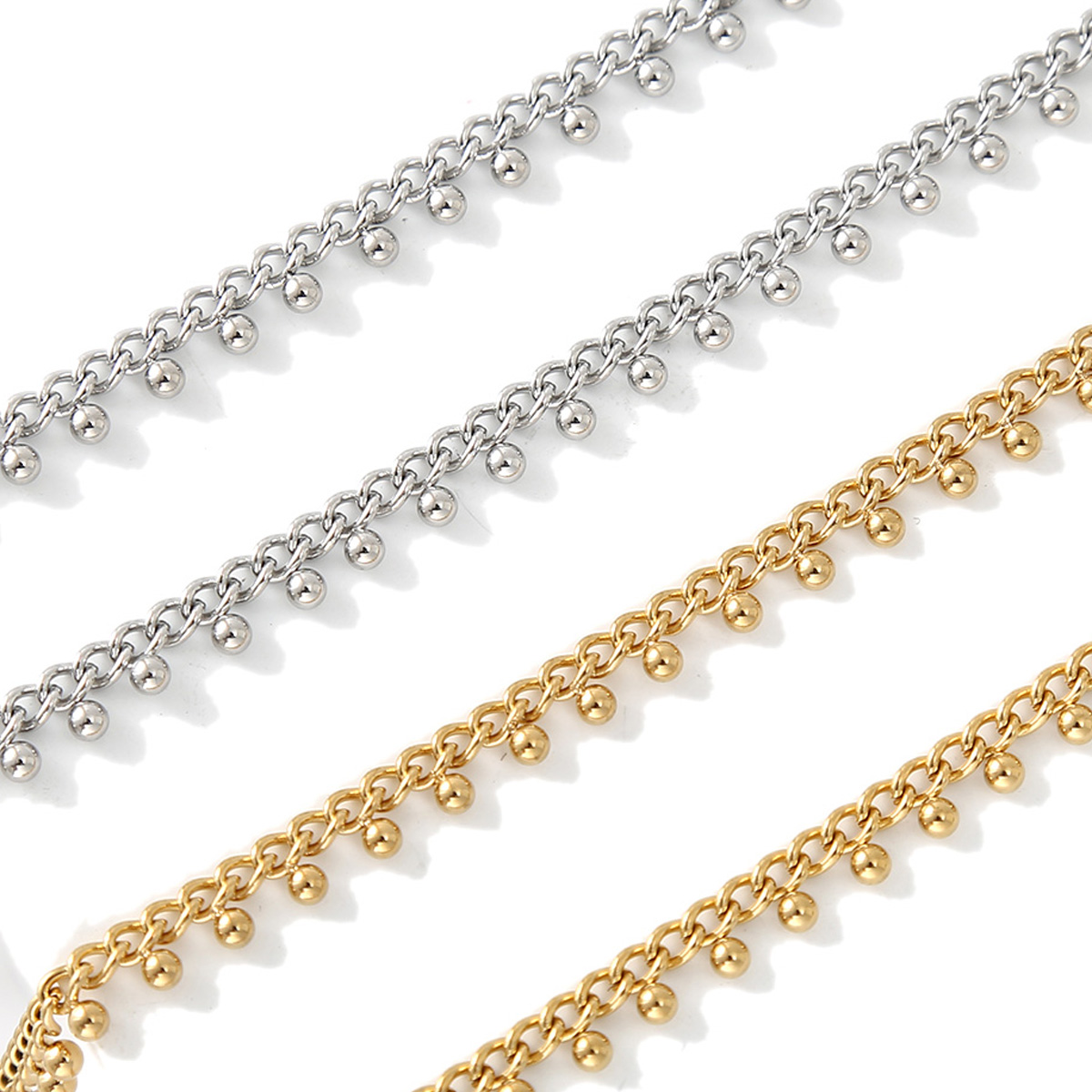 1Meter Stainless Steel Curb Li - Beaded Anklet Chain recension och pris