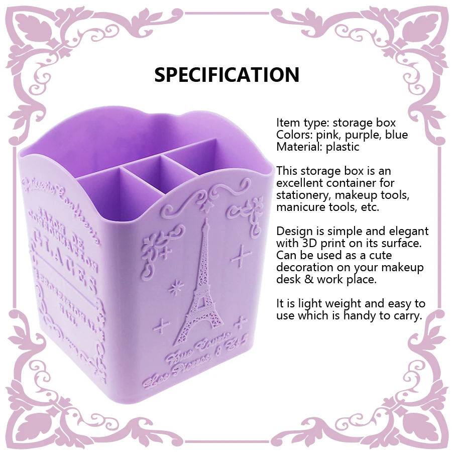 4-Compartment Nail Art Brush H - Women Accessories Organizer recension och pris