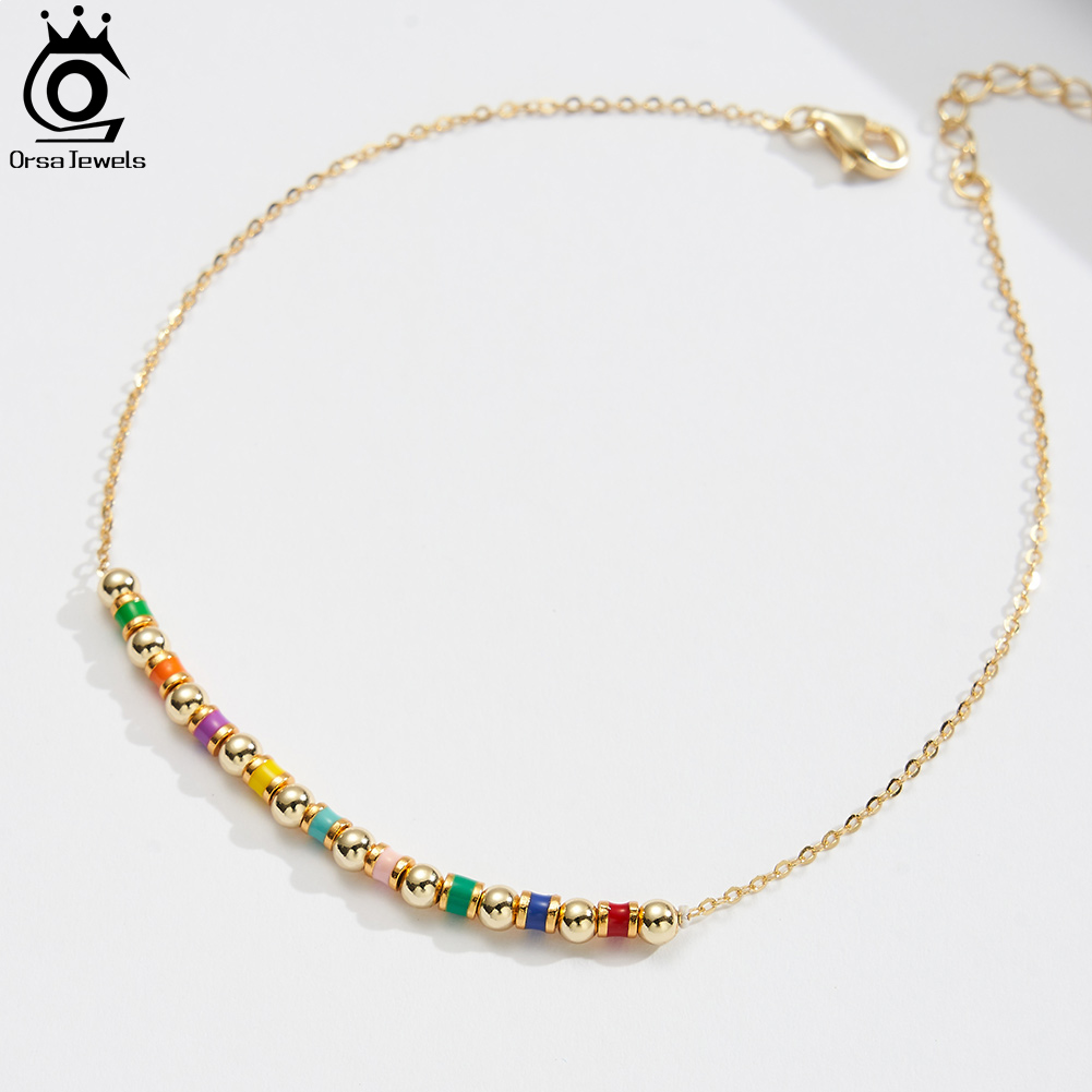 ORSA JEWELS 925 Sterling Silve - Beaded Anklet Chain recension och pris