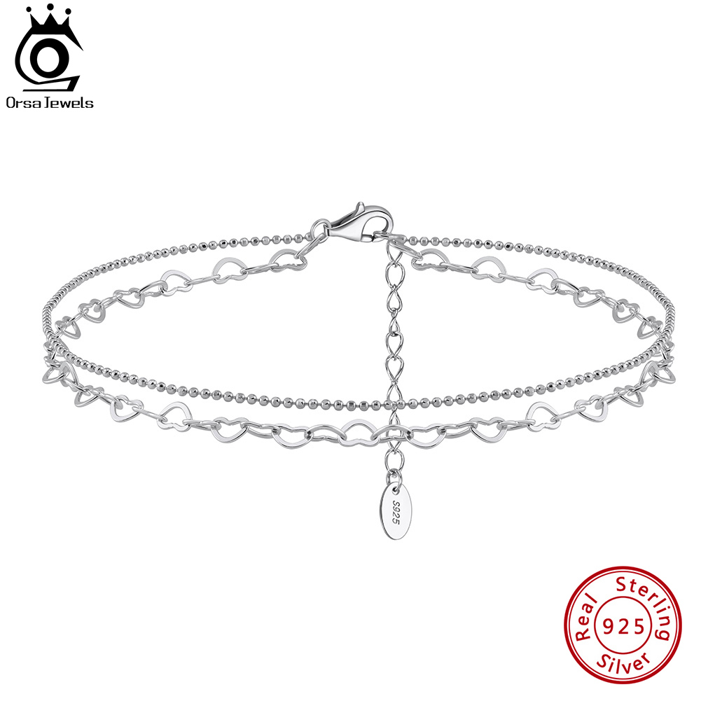ORSA JEWELS Layered Link Chain - Beaded Anklet Chain recension och pris